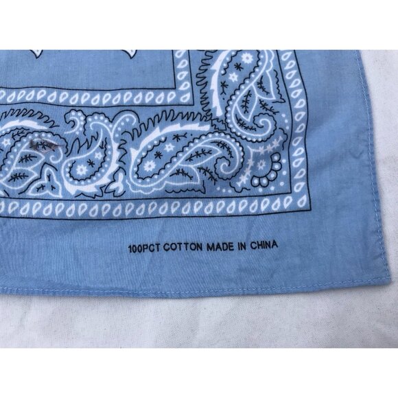 Vtg USA Hankie Bandana Handkerchief Western Rockabilly Kerchief Turquoise Blue - Picture 7 of 15